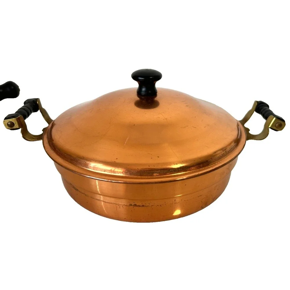 Vintage Coppercraft Guild Copper Serving Dish Lid Clad Aluminum Saute Pan Set 5